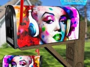 Marilyn Monroe with Headphones Decorative Rural Farm Mailbox Cover