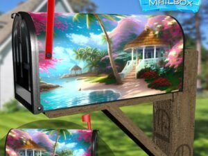 Tropical Beach Gazebo Decorative Rural Farm Mailbox Cover