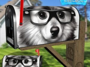 Pretty Dog with Eyeglasses Decorative Rural Farm Mailbox Cover