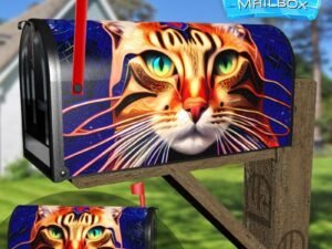 Colorful Mosaic Cat #2 Decorative Rural Farm Mailbox Cover