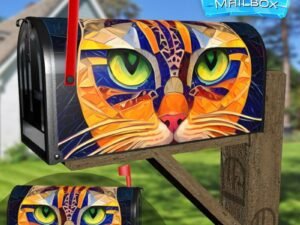 Colorful Mosaic Cat #3 Decorative Rural Farm Mailbox Cover