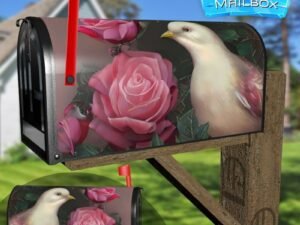 White Dove and Roses Decorative Rural Farm Mailbox Cover