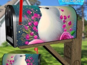 Fluffy White Bird and Roses Decorative Rural Farm Mailbox Cover