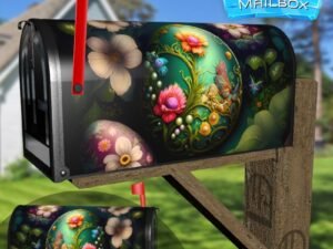 Painted Easter Eggs and Flowers #1 Decorative Rural Farm Mailbox Cover