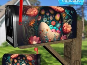 Painted Easter Eggs and Flowers #3 Decorative Rural Farm Mailbox Cover