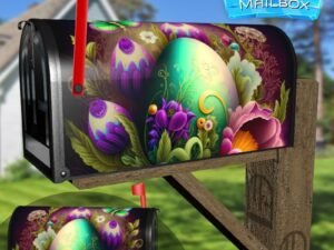 Painted Easter Eggs and Flowers #4 Decorative Rural Farm Mailbox Cover