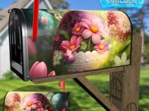Painted Easter Eggs and Flowers #5 Decorative Rural Farm Mailbox Cover