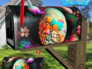 Painted Easter Eggs and Flowers #7 Decorative Rural Farm Mailbox Cover