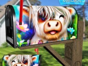 Winking Highland Baby Cow Decorative Rural Farm Mailbox Cover