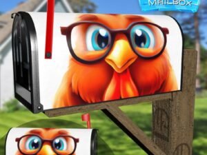 Cute Rooster with Eyeglasses Decorative Rural Farm Mailbox Cover