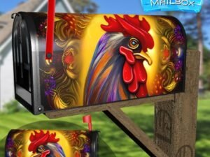Pretty Colorful Rooster #1 Decorative Rural Farm Mailbox Cover