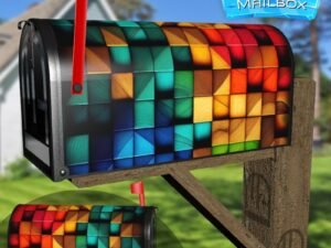 Colorful Wood Blocks Decorative Rural Farm Mailbox Cover