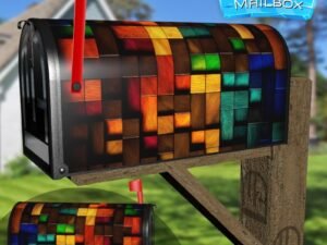 Colorful Wood Blocks #2 Decorative Rural Farm Mailbox Cover