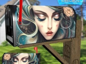 Beautiful Blue Hair Girl Decorative Rural Farm Mailbox Cover