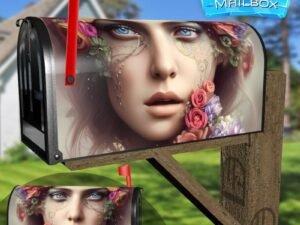 Blue Eyed Fairy with Flowers Decorative Rural Farm Mailbox Cover