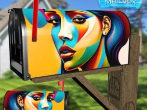 Colorful Art Nouveau Girl Decorative Rural Farm Mailbox Cover