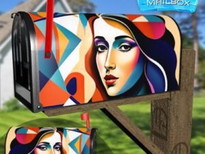 Colorful Art Nouveau Girl #2 Decorative Rural Farm Mailbox Cover