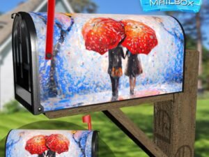 Colorful Umbrellas in the Rain Decorative Rural Farm Mailbox Cover