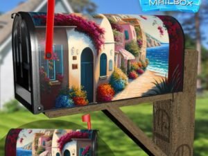 Colorful Spanish Village Decorative Rural Farm Mailbox Cover