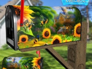 Bumblebees and Sunflowers #5 Decorative Rural Farm Mailbox Cover