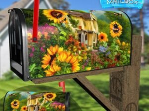 Bumblebees and Sunflowers #6 Decorative Rural Farm Mailbox Cover