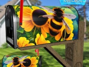 Bumblebees and Sunflowers #7 Decorative Rural Farm Mailbox Cover