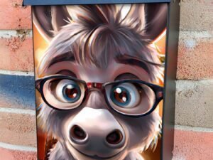 Cute Donkey in Eyeglasses Colonial Mailbox Cover