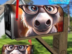 Cute Donkey in Eyeglasses Decorative Rural Farm Mailbox Cover