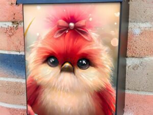 Fluffy Little Cardinal Colonial Mailbox Cover