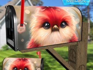 Fluffy Little Cardinal Decorative Rural Farm Mailbox Cover