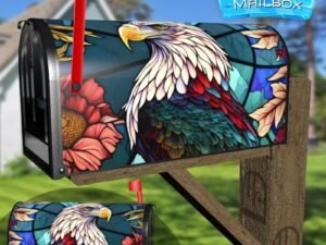 Stained Glass Eagle Design Decorative Rural Farm Mailbox Cover