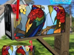 Stained Glass Parrot Design Decorative Rural Farm Mailbox Cover
