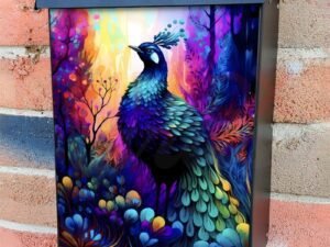Pretty Colorful Peacock #2 Colonial Mailbox Cover