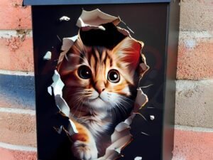Kitten Coming Through the Wall Colonial Mailbox Cover
