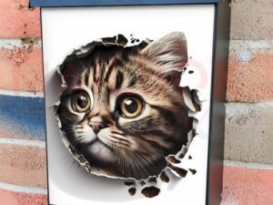 Kitten Coming Through the Wall #2 Colonial Mailbox Cover