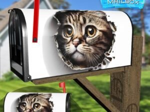 Kitten Coming Through the Wall #2 Decorative Rural Farm Mailbox Cover