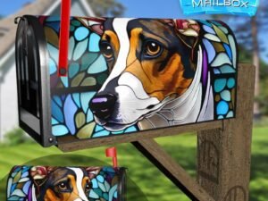 Stained Glass Terrier Design Decorative Rural Farm Mailbox Cover