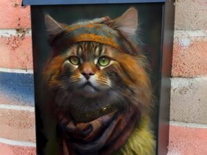 Cute Boho Hippy Cat #1 Colonial Mailbox Cover