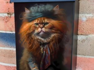 Cute Boho Hippy Cat #2 Colonial Mailbox Cover