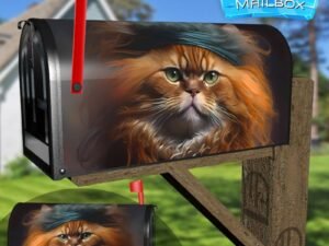 Cute Boho Hippy Cat #2 Decorative Rural Farm Mailbox Cover