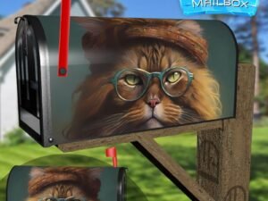 Cute Boho Hippy Cat #3 Decorative Rural Farm Mailbox Cover