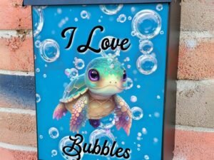 I Love Bubbles Turtle Colonial Mailbox Cover
