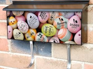 Colorful Easter Eggs with Sayings Townhouse Mailbox Cover