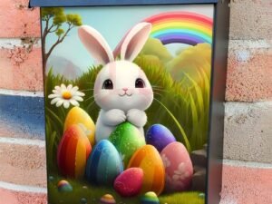 Adorable Easter Bunny Colonial Mailbox Cover