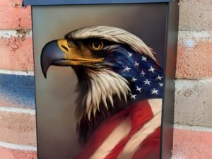 American Eagle and Flag Colonial Mailbox Cover