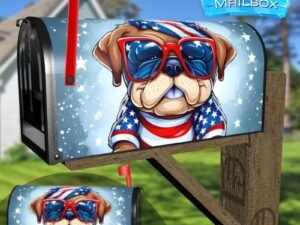 Cute American Patriot Puppy Decorative Rural Farm Mailbox Cover