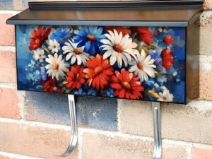 American Flag and Flowers #1 Townhouse Mailbox Cover