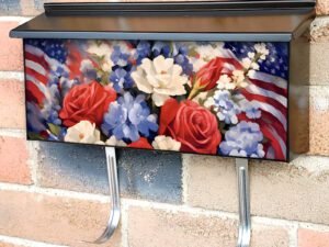 American Flags and Flowers Townhouse Mailbox Cover