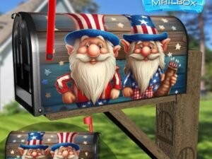 Cute American Patriot Gnomes Decorative Rural Farm Mailbox Cover