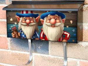 Cute American Patriot Gnomes Townhouse Mailbox Cover